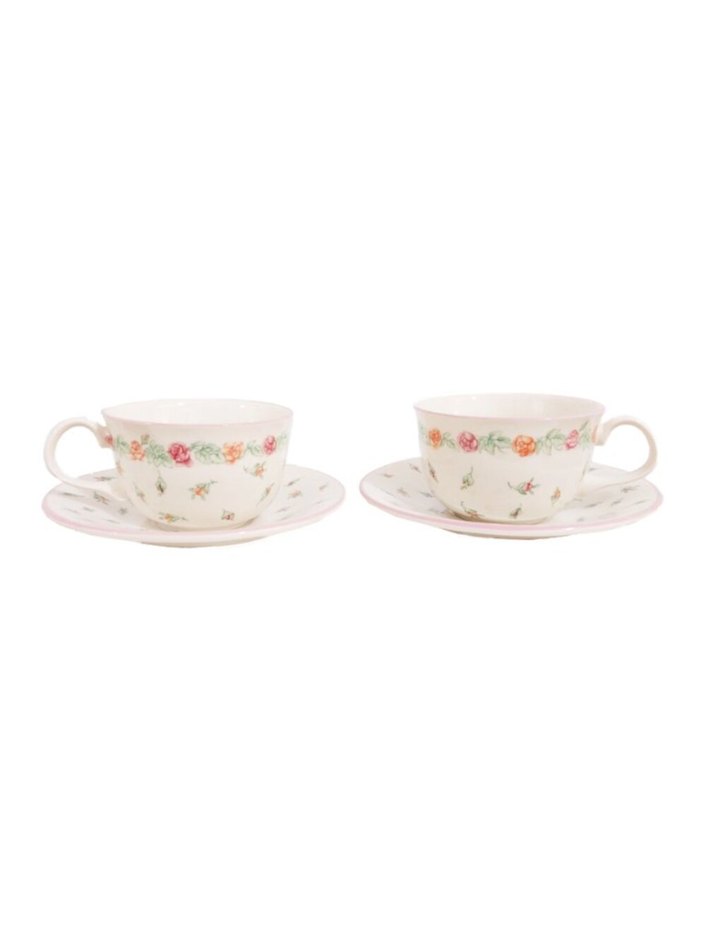 Vintage 1991 Laura Ashley Rosebud Set of 2 Teacups & 2 Teaplates